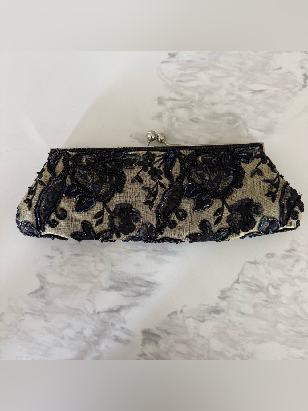 Black Beaded Clutch
